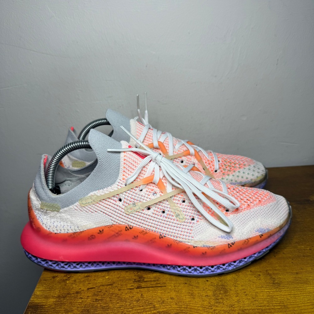 Adidas 4D Fusio Running Shoes Mens Size 8.5 White Pink Orange FZ3894